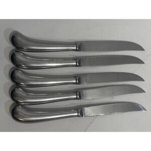 Vintage Leonard * Set of 5 * Pistol Handled Steak Knives Stainless 9" V. NICE